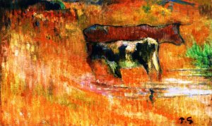 A Cow and Her Calf by Oil Painting Reproduction