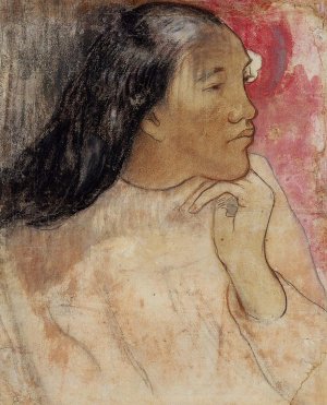 A Tahitian Woman with a Flower in Her Hair by Oil Painting Reproduction