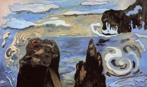 At the Black Rocks also known as Rocks by the Sea by Oil Painting Reproduction