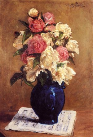 Bouquet of Peonies on a Musical Score by Oil Painting Reproduction