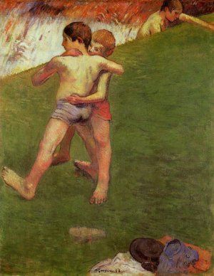 Breton Boys Wrestling by Oil Painting Reproduction