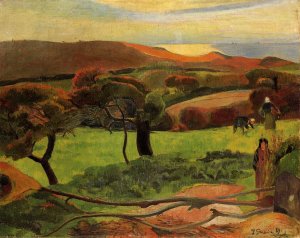 Breton Landscape - Fields by the Sea also known as Le Pouldu by Oil Painting Reproduction