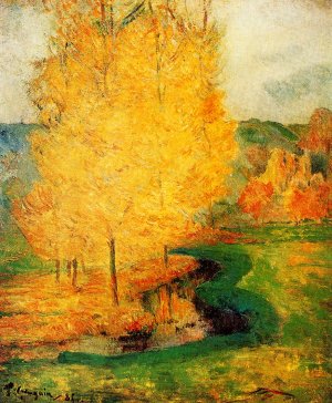 By the Stream, Autumn by Oil Painting Reproduction