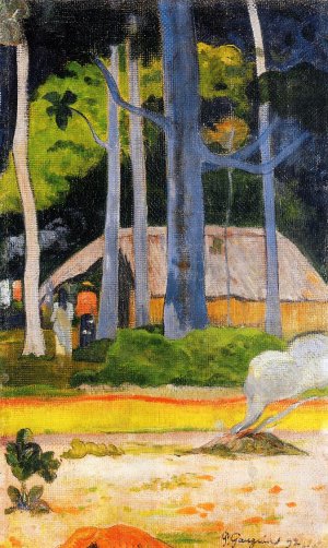 Cabin Under the Trees by Oil Painting Reproduction