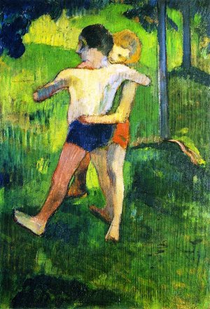 Children Wrestling by Oil Painting Reproduction