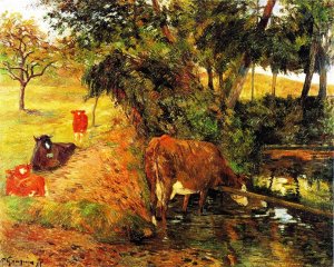 Cows Near Dieppe by Oil Painting Reproduction