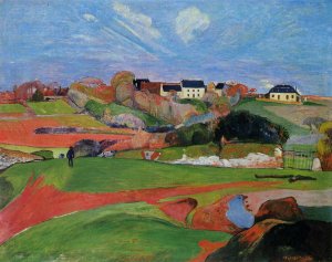 Fields at le Pouldu by Oil Painting Reproduction