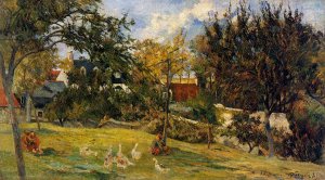 Geese in the Meadow by Oil Painting Reproduction