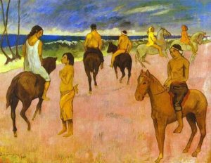 Horsemen on the Beach by Oil Painting Reproduction