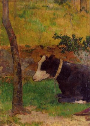 Kneeling Cow by Oil Painting Reproduction