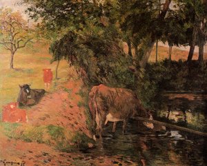 Landscape with Cows in an Orchard by Oil Painting Reproduction