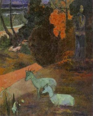 Landscape with Two Goats by Oil Painting Reproduction