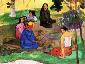 Les Parau Parau Conversation by Oil Painting Reproduction