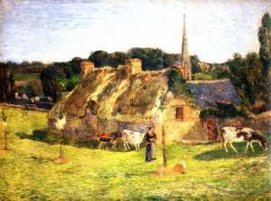 Lollichon Field and Pont-Aven Church by Oil Painting Reproduction