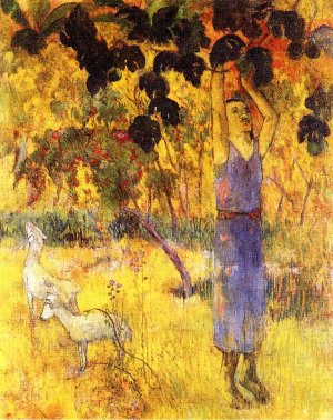 Man Picking Fruit from a Tree by Oil Painting Reproduction