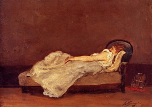 Mette Asleep on a Sova by Oil Painting Reproduction