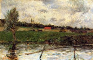 Riverside also known as Breton Landscape by Oil Painting Reproduction