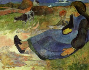 Seated Breton Girl by Oil Painting Reproduction