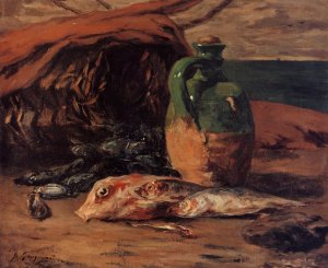 Still Life with Jug and Red Mullet by Oil Painting Reproduction