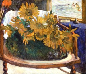 Still Life with Sunflowers on an Armchair by Oil Painting Reproduction