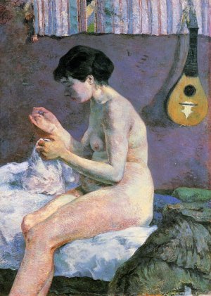 Study of a Nude, Suzanne Sewing by Oil Painting Reproduction