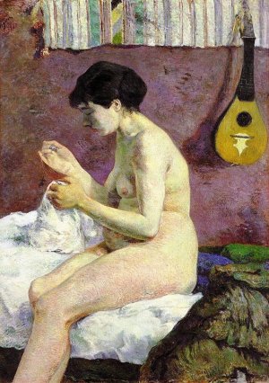 Study of a Nude (Suzanne Sewing) by Oil Painting Reproduction