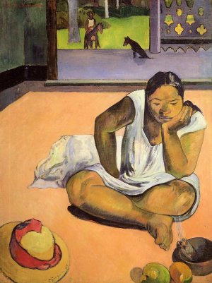 Te Faaturuma also known as The Brooding Woman by Oil Painting Reproduction