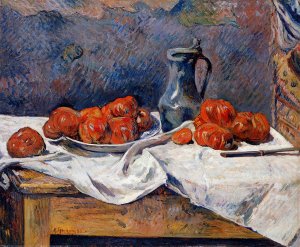 Tomatoes and a Pewter Tankard on a Table by Oil Painting Reproduction