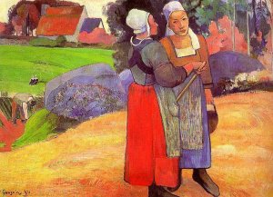 Two Breton Peasants on the Road by Oil Painting Reproduction