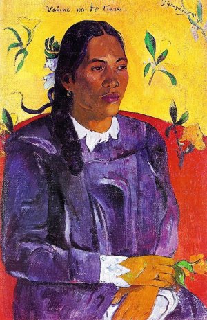 Vahine no te Tiare (Woman with a Flower) by Oil Painting Reproduction