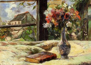 Vase of Flowers and Window by Oil Painting Reproduction