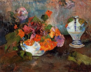 Vase of Nasturtiums by Oil Painting Reproduction