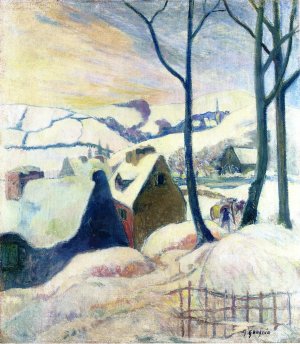 Village in the Snow by Oil Painting Reproduction