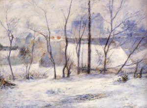 Winter Landscape, Effect of Snow also known as Snow at Vaugirard, II by Oil Painting Reproduction