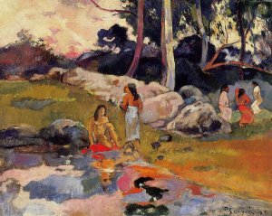 Woman on the Banks of the River by Oil Painting Reproduction