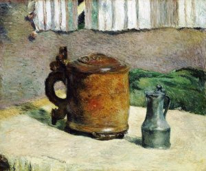 Wood Tankard and Metal Pitcher by Oil Painting Reproduction