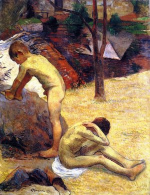 Young Breton Bathers by Oil Painting Reproduction