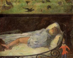 Young Girl Dreaming (also known as Study of a Child Asleep, the Painter's Daughter, line, rue Carcel) by Oil Painting Reproduction